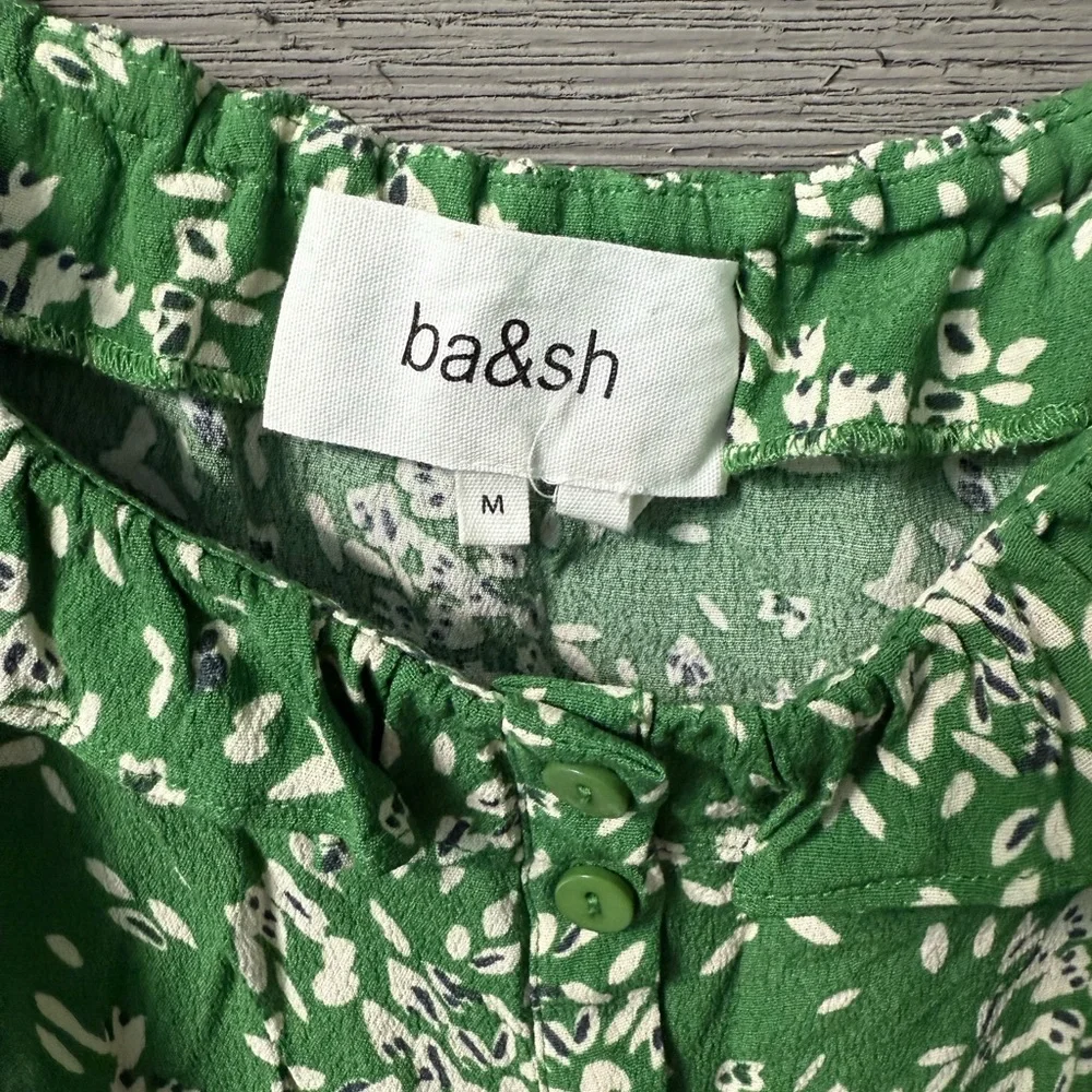 BA&SH Bloomingdales Veda Green Floral Top Size M Spring Summer Easter Vacation - Picture 7 of 9